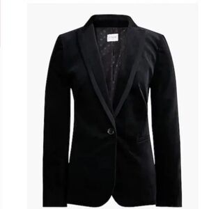 NWT J.Crew $228 Sz 6 Petite Womens Velvet One Button Blazer Black CE058